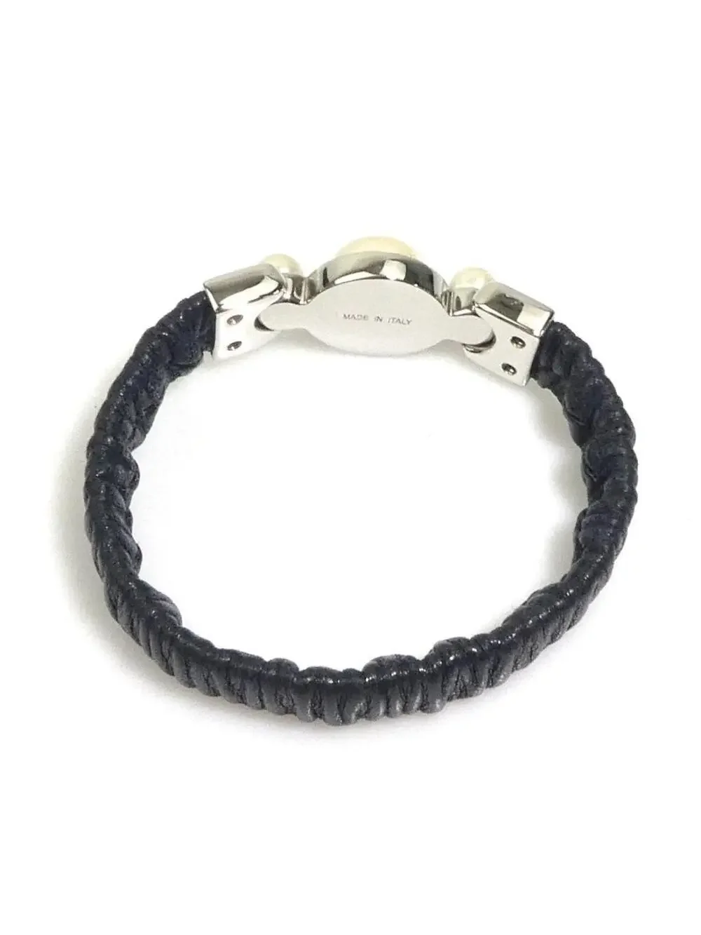 Auth Miumiu Bracelet Black/White/Silver #322465M14B